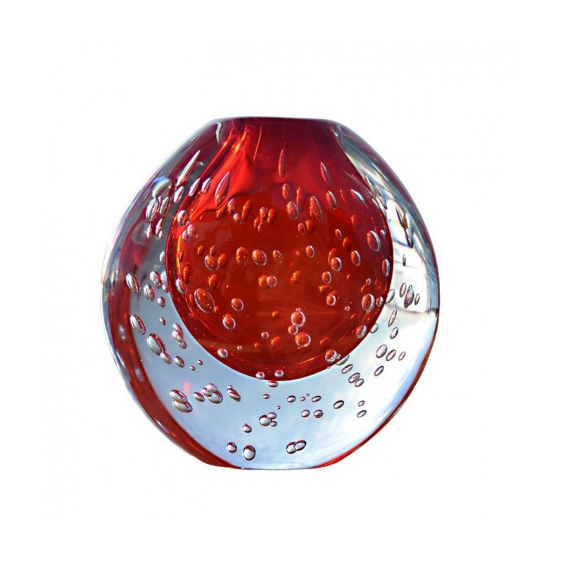 Vaso rosso in vetro di Murano
