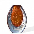 ISCHIA Vaso alto arancione tondo in vetro di Murano