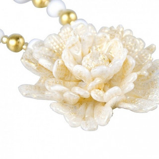 Murano glass gold white necklace