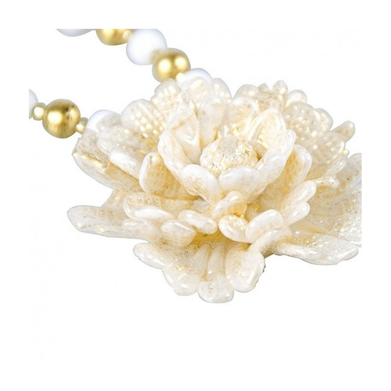 Murano glass gold white necklace