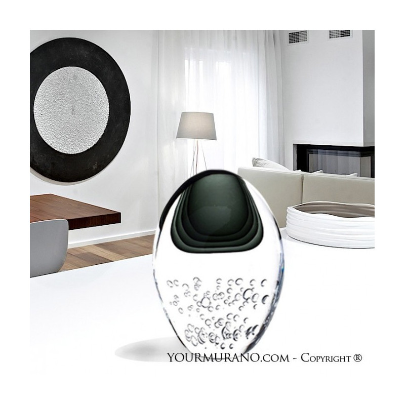 vaso decorativo elegante in vetro con bolle