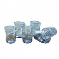 COATED 6PZ Set bicchieri blu decorati in vetro di Murano