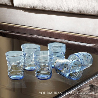 Light blue and gold modern glasses