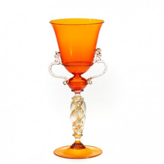 Venice goblet in orange glass with gold details