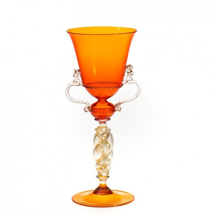 Venice goblet in orange glass with gold details