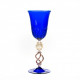 Venice goblet in blue glass with gold decor