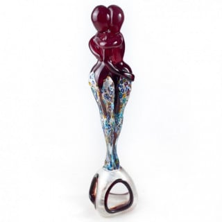 Murano red glass lovers sculpture