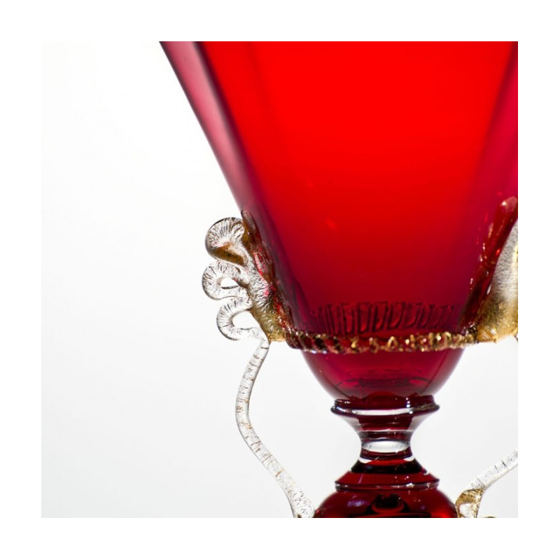 calice veneziano in vetro rosso artigianale