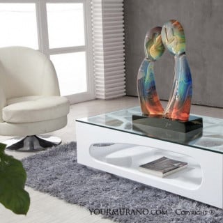 tall decorative sculpture multicolor with rectangular base