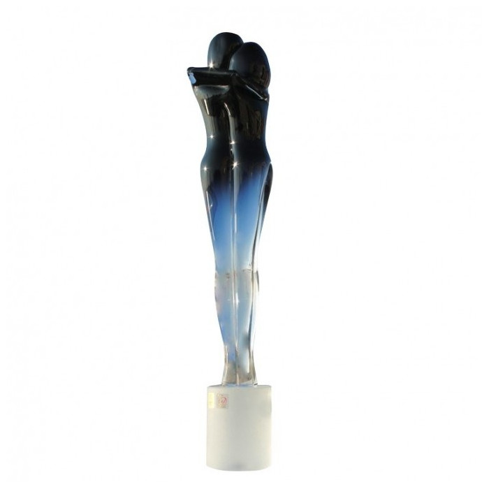 Murano sculpture couple of lovers in black glass