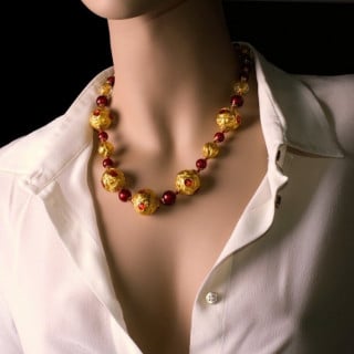 Perle oro e rosso in vetro veneziano