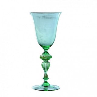 Venice goblet in green glass with decors