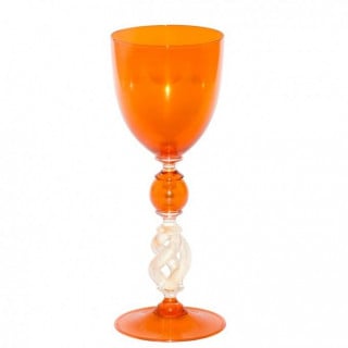 Venezia calice in vetro arancione con dettagli oro
