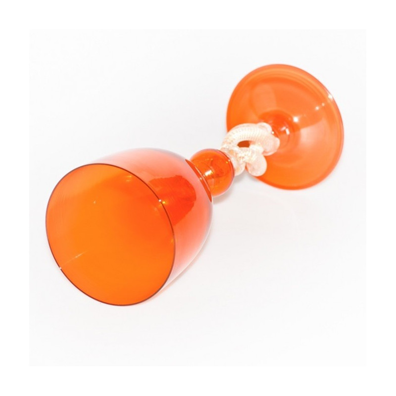 Venetian goblet in orange glass handmade