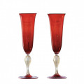 SUAVIS 2 PCS red venetian drinking  flute glasses