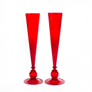 Murano glass red flutes