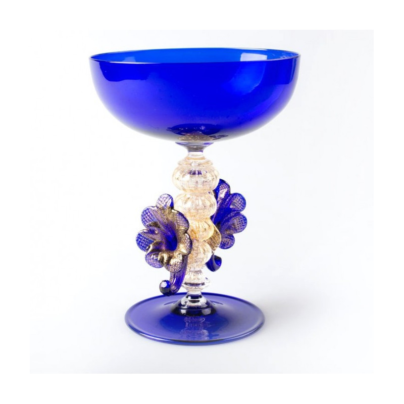 calice veneziano in vetro blu artigianale