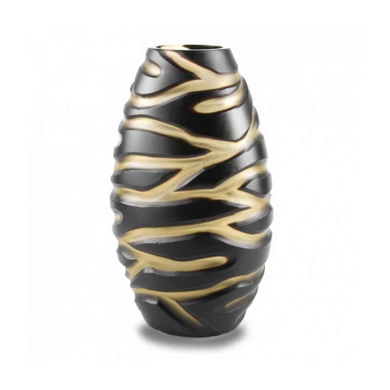 Murano glass vase black oval design