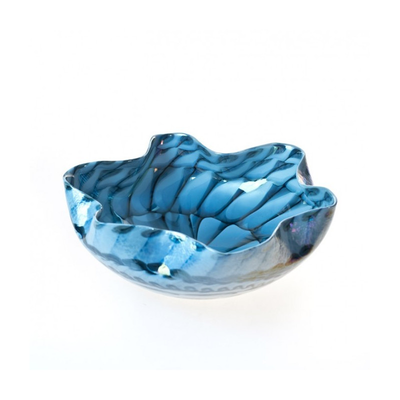handkerchief ornamental centerpiece in grey and turquoise glass
