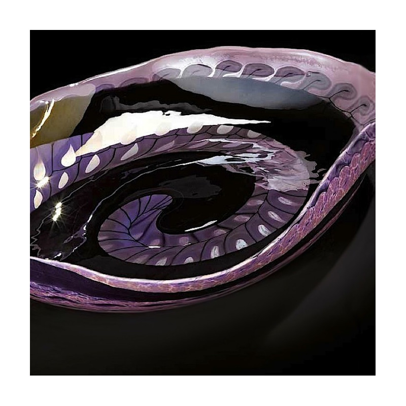 centrotavola ornamentale a conchiglia in vetro viola e nero