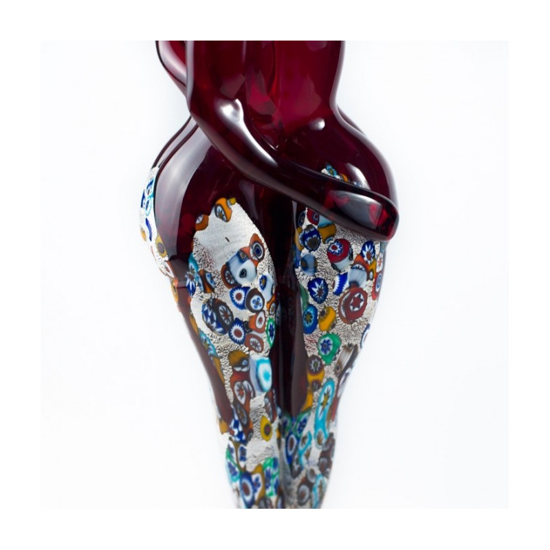 Blown-glass lovers sculpture with murrine decoration