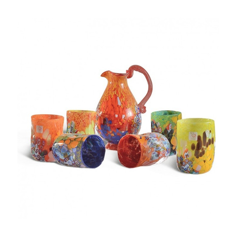 Murano drinking glasses and carafe set