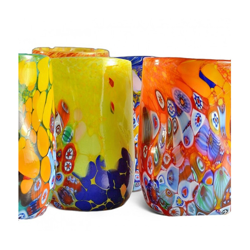 Set di bicchieri colorati con murrina veneziana