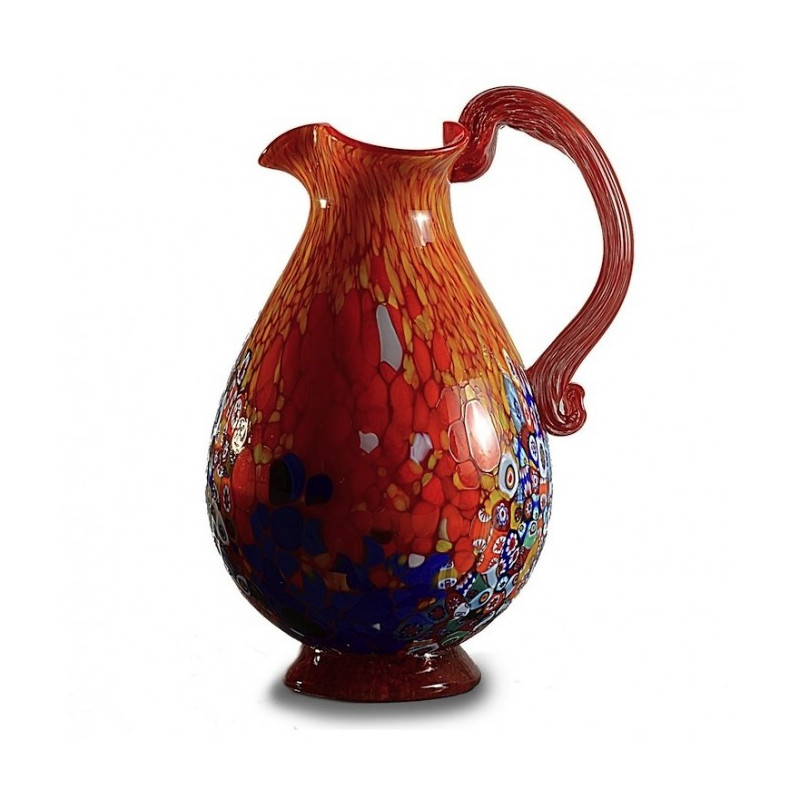 Colored glass carafe with murrine Made in Italy