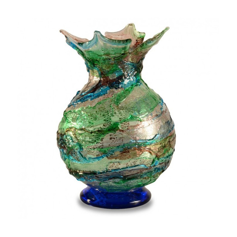 Vaso decorativo verde in vetro di Murano
