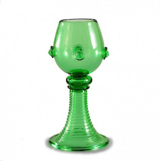 Venice medieval goblet in green glass with decors