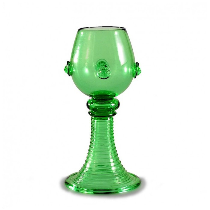 Venice medieval goblet in green glass with decors