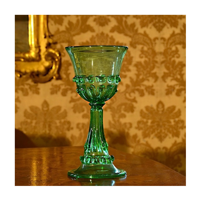 Venetian goblet in green glass handmade