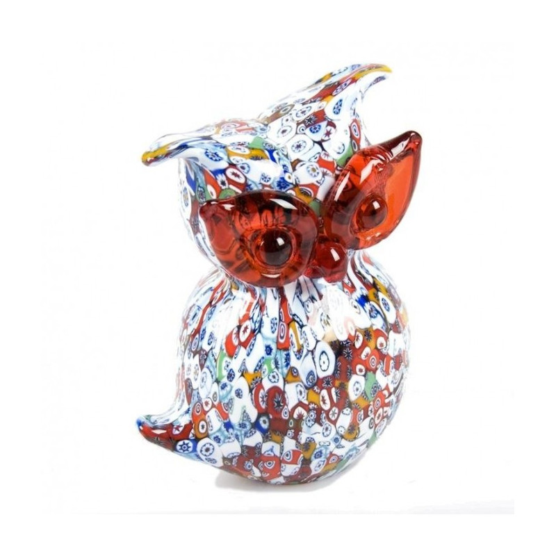Venice small owl sculpture in multicolor glass