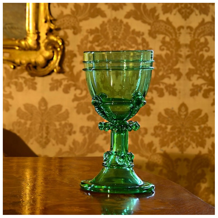 Venetian goblet in green glass handmade