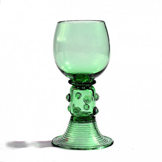 Venice medieval goblet in green glass with decors