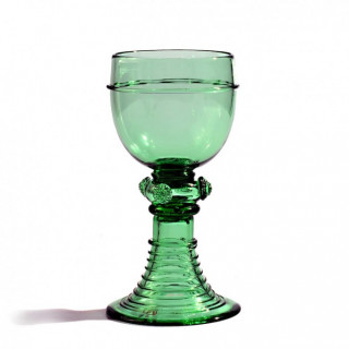 Venice goblet in green glass with decors
