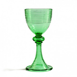 Venezia calice in vetro verde con decorazione medievale