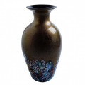 FLAMINIA Black & gold leaf classic round vase