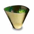 CANAL tall golden green glass vase