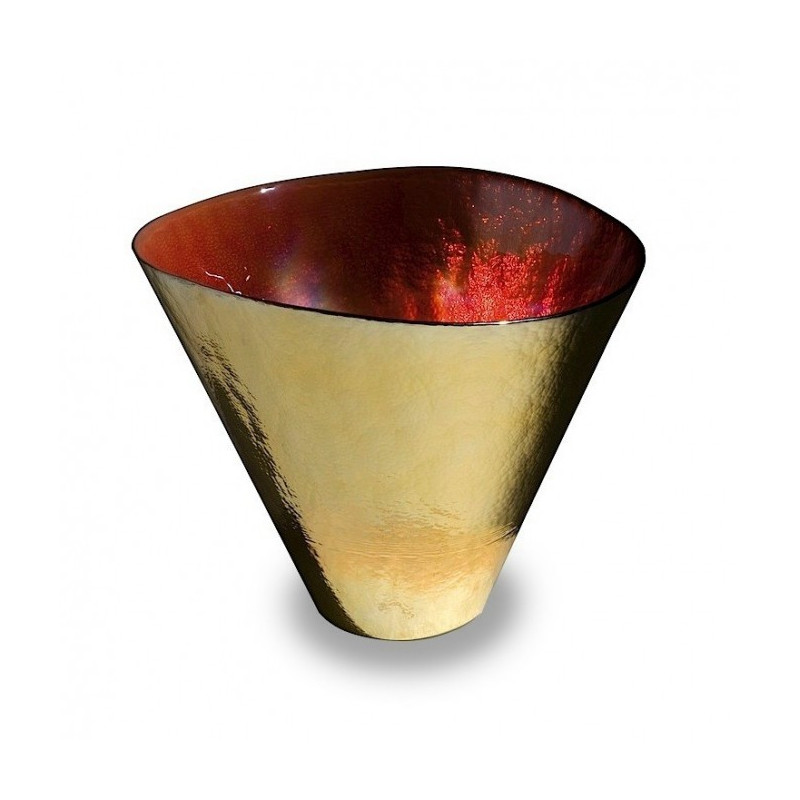 Italian red gold 
mother of pearl conical vase