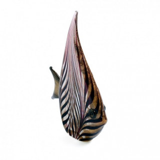 scultura pesce in vetro di Murano ametista e oro