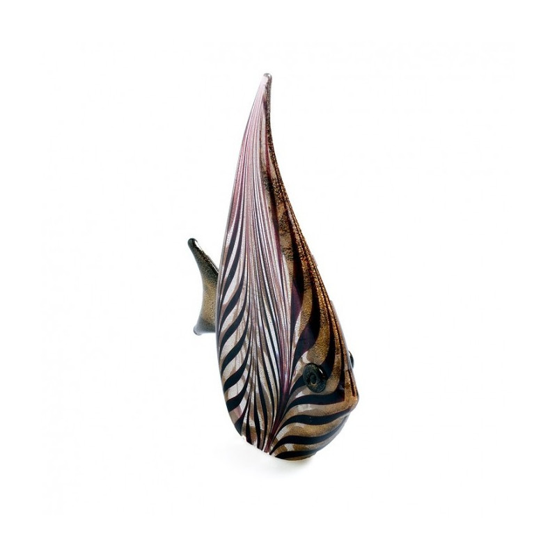 Murano glass fish sculpture amethyst and gold