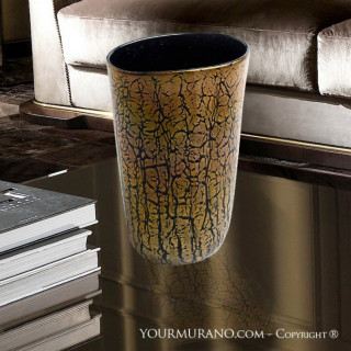 vaso allungato moderno ornamentale oro e nero