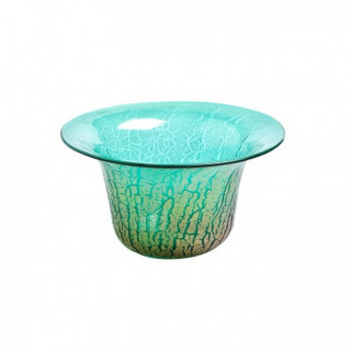 Venice centerpiece in green glass of modern design with gold decor