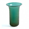 CRAKLE' tall green gold leaf glass vase