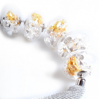 silver gold glass necklace