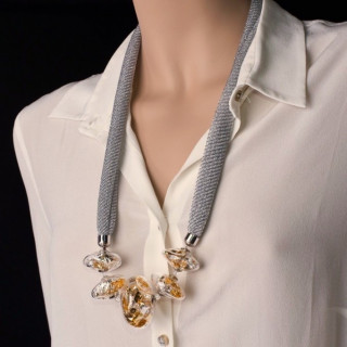 silver gold glass necklace