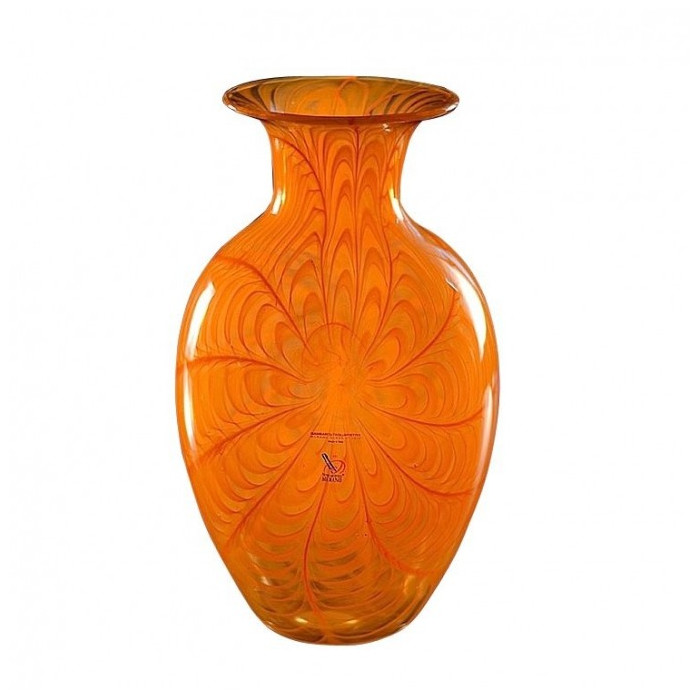 Orange details for this fine modern Murano glass vase Italian Design
