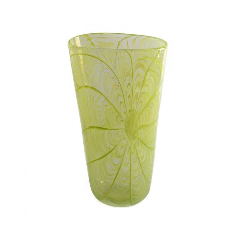 Vase green tall murano