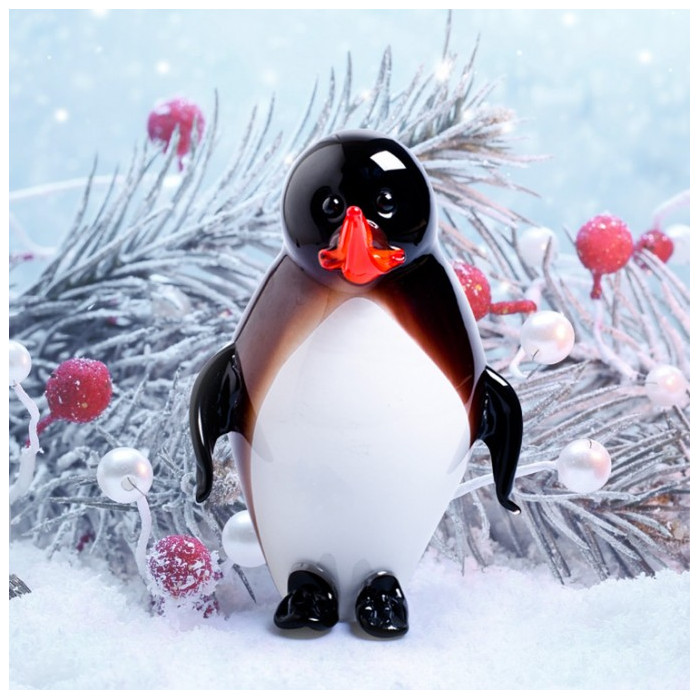 Murano Christmas penguin sculpture